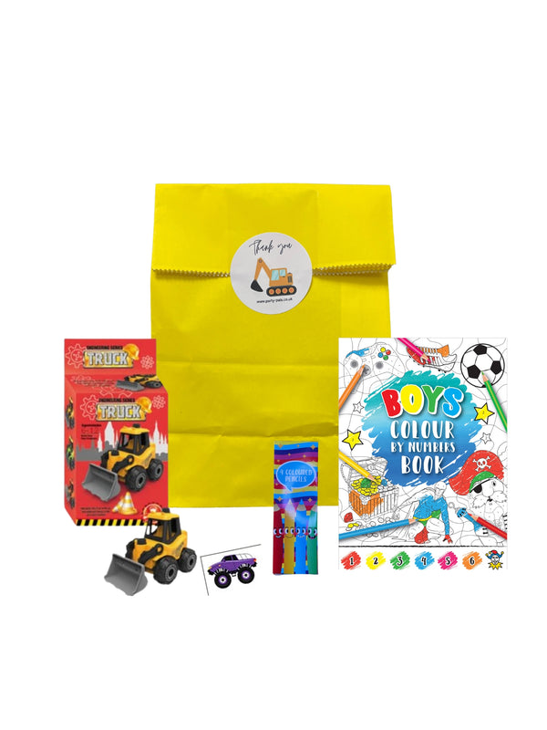 Construction Paper Party Bags with Fillers, Party Bag ideas, Party Favour, Party Bags for Kids, Children's Party Bags, Pre-filled Party Bags